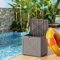 Deck Box, 30 Gallon Grey Resin Outdoor Storage with Lock