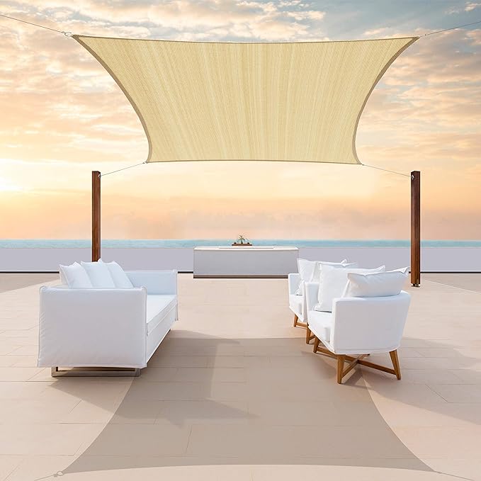 ColourTree TAPR1616 Custom Size 14' x 21' Beige Sun Shade Sail Canopy UV Block by ColourTree