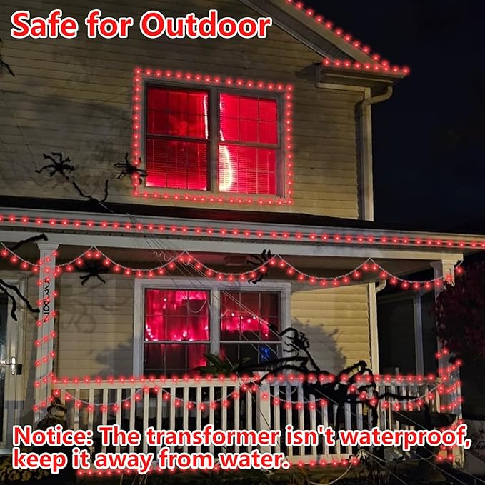 String Lights 165ft 500 LED Red Waterproof Outdoor Halloween