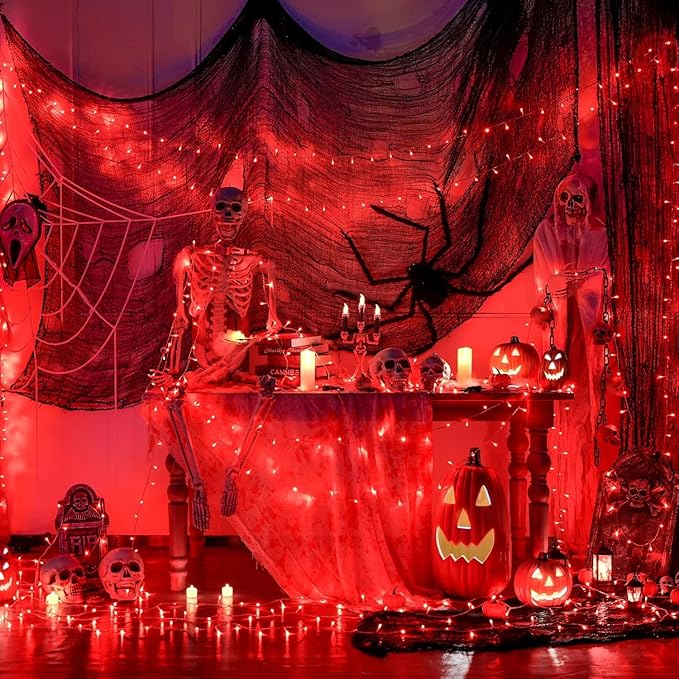 String Lights, 500 Red LEDs, 173 Ft, 8 Modes with Timer