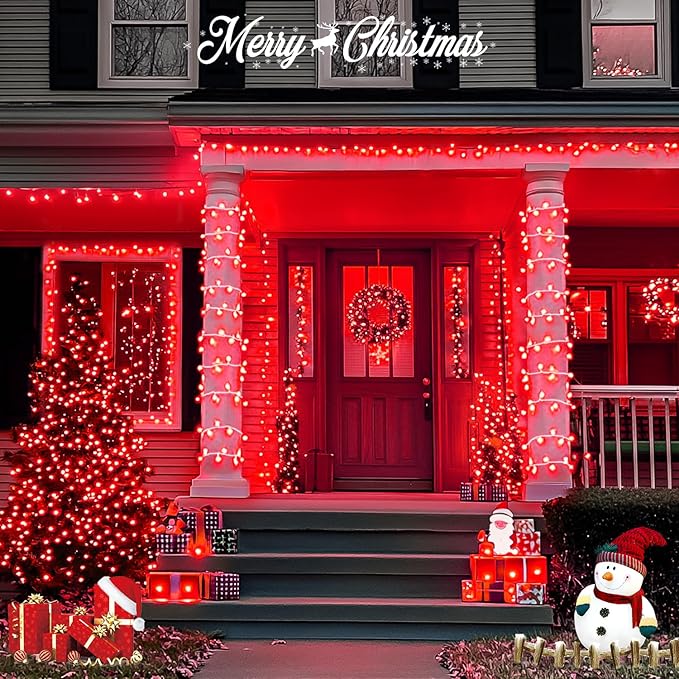 String Lights, 500 Red LEDs, 173 Ft, 8 Modes with Timer