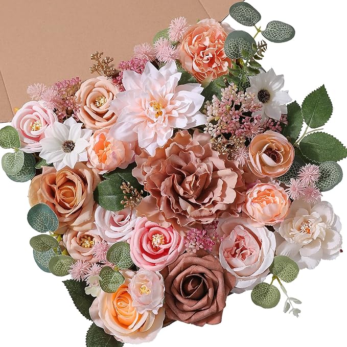 Artificial Flowers, 25 Champagne Pink Heads with 40 Wired Stems