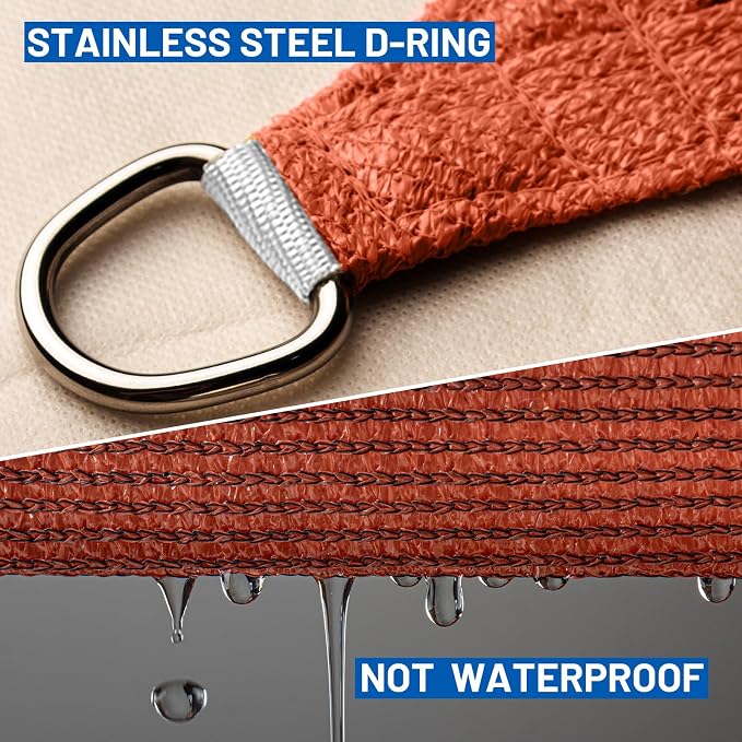 SUNLAX Sun Shade Sail 7' x 15' Terra Red Rectangle Canopy Sail Shade Cover UV - Image 6