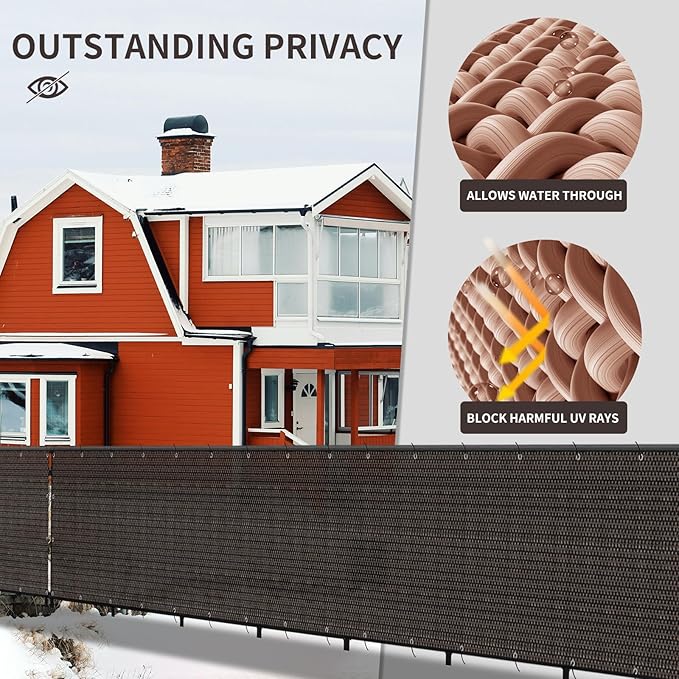 LOVE STORY Custom Size 3'x25' Brown Balcony Privacy Screen, UV Block Privacy - Image 4