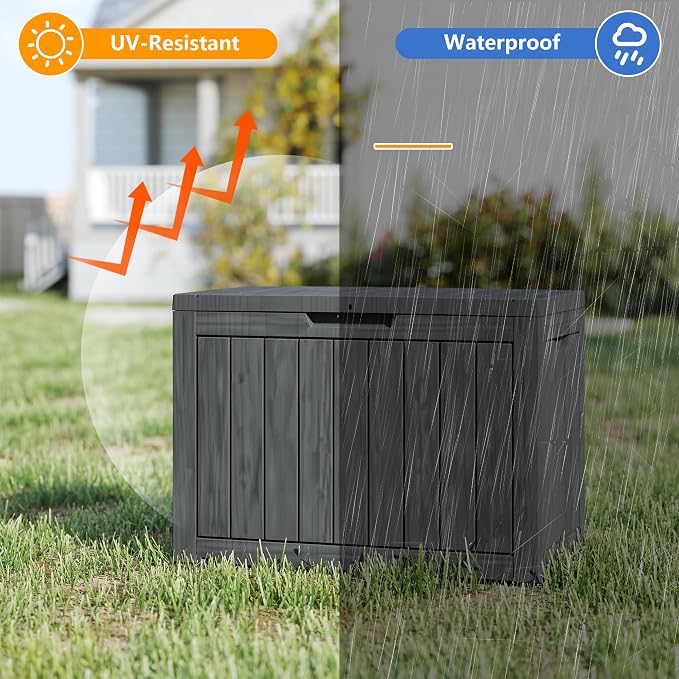 35 Gallon Outdoor Storage Box Waterproof, Resin Deck Boxes - Image 2