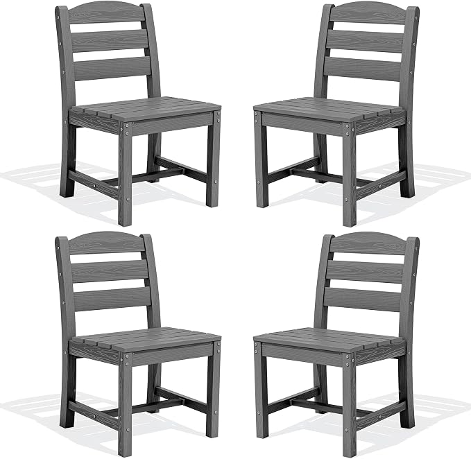 SERWALL Outdoor Dining Chairs Set of 4, All-Weather HDPE Patio Chair by SERWALL