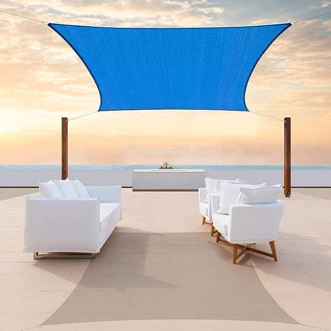 ColourTree TAPR1616 Custom Size 22' x 24' Blue Sun Shade Sail Canopy UV Block by ColourTree