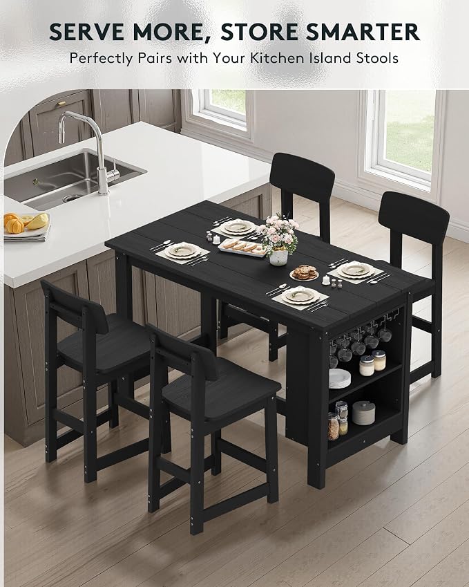 SERWALL Outdoor Bar Table, All Weather HDPE 36" Counter Height Dining Table - Image 7
