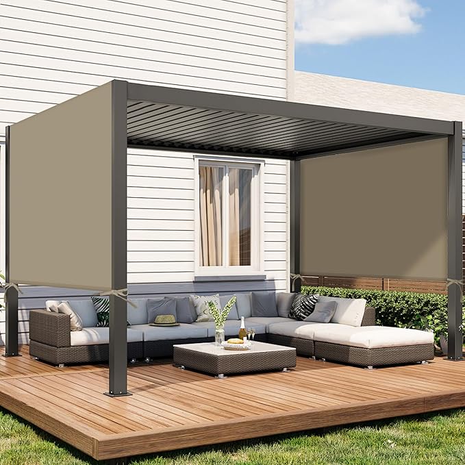 Canopy Replacement Top for Pergolas, 17 x 6.8 ft, Khaki Polyester