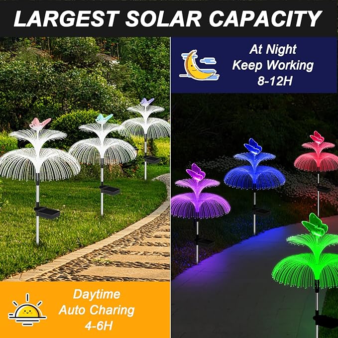 Solar Garden Lights Waterproof 3 Pack Solar Lights Outdoor Decorative 7 Color - Image 2