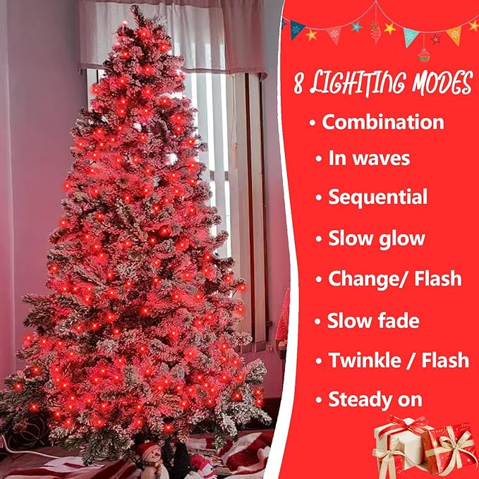 String Lights, 165 ft with 500 LEDs, Red, IP44 Outdoor Waterproof