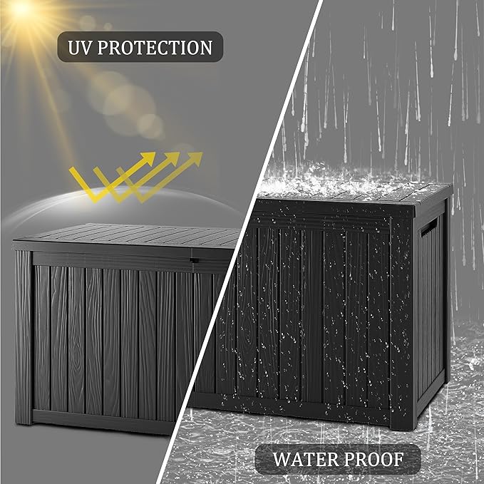 Lockable Black Resin Deck Box, 150 Gal Capacity, UV-Resistant