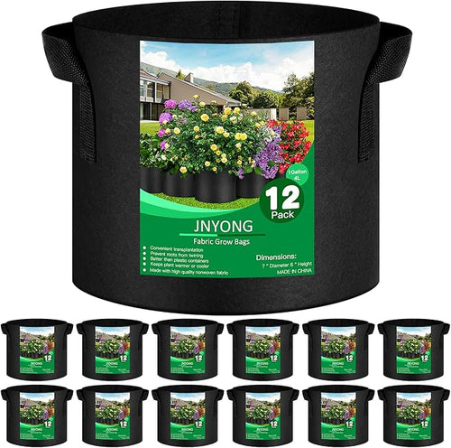 12-Pack 1 Gallon Thickened Non-Woven Grow Bags, Aeration Fabric Pots by JNYONG