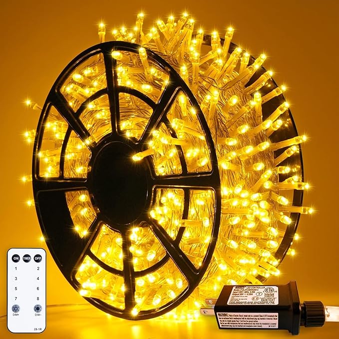 String Lights 163 ft 500 LED Warm White with Remote and Reel