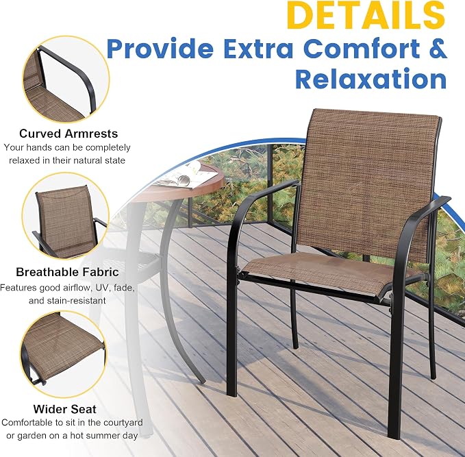 VICLLAX Patio Table and Chair Set of 10, All Weather Metal Round Outdoor Dining - Image 2