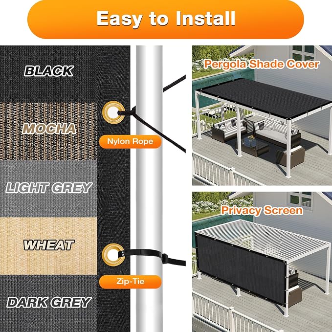 Artpuch Outdoor Pergola Shade Cover 5x22 FT Sun Shade Cloth - Image 5