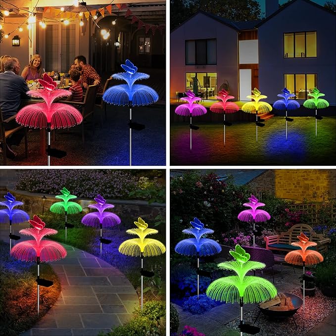 Solar Garden Lights Waterproof 3 Pack Solar Lights Outdoor Decorative 7 Color - Image 4