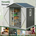 Storage Shed 6x6 ft Galvanized Steel Gray with Lockable Door
