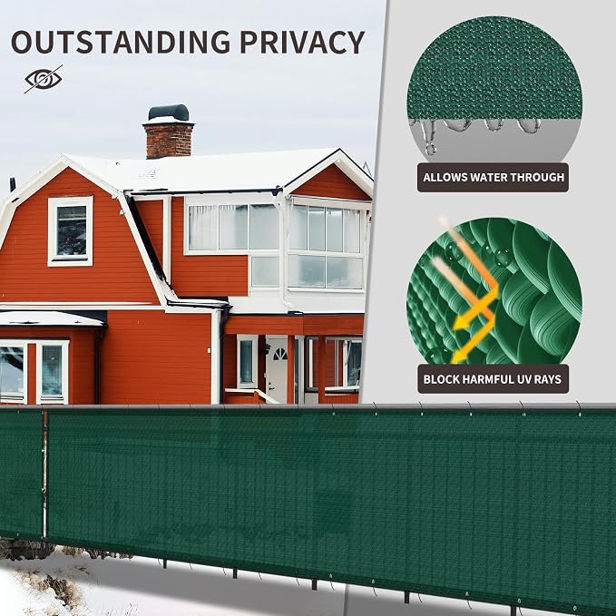 LOVE STORY Custom Size 3'x22' Dark Green Balcony Privacy Screen, UV Block - Image 4