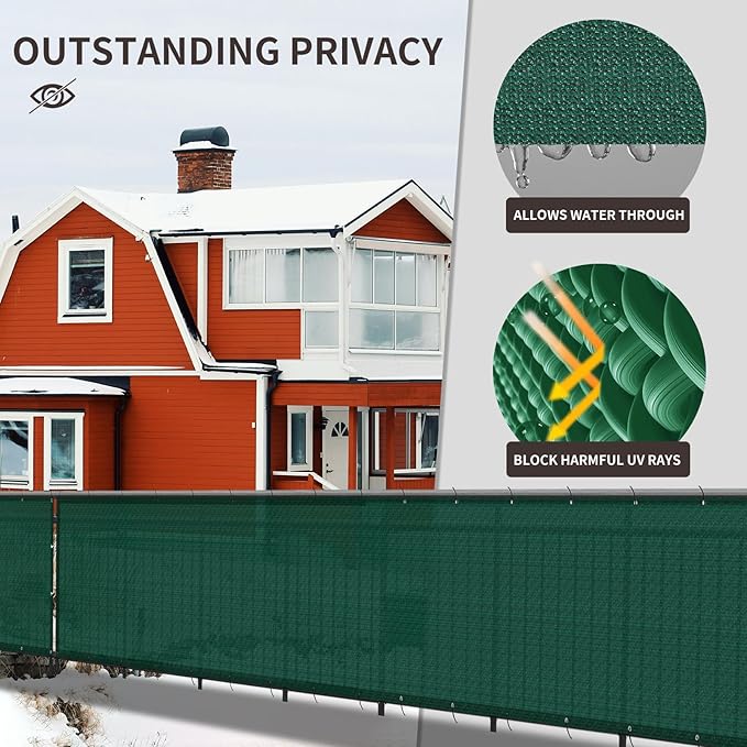 LOVE STORY Custom Size 3'x7' Dark Green Balcony Privacy Screen, UV Block - Image 4