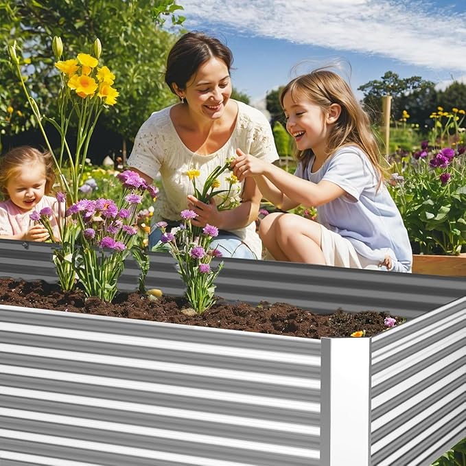 FRIZIONE 3pcs 4x2ft Galvanized Raised Garden Bed Outdoor, Above Ground Garden - Image 4