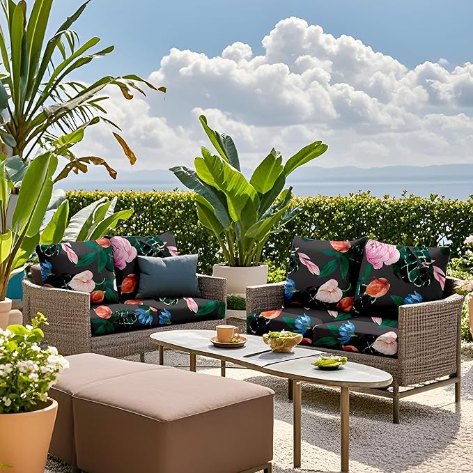 Sofa Covers for Patio Furniture, 8-Piece Stretch Polyester Set