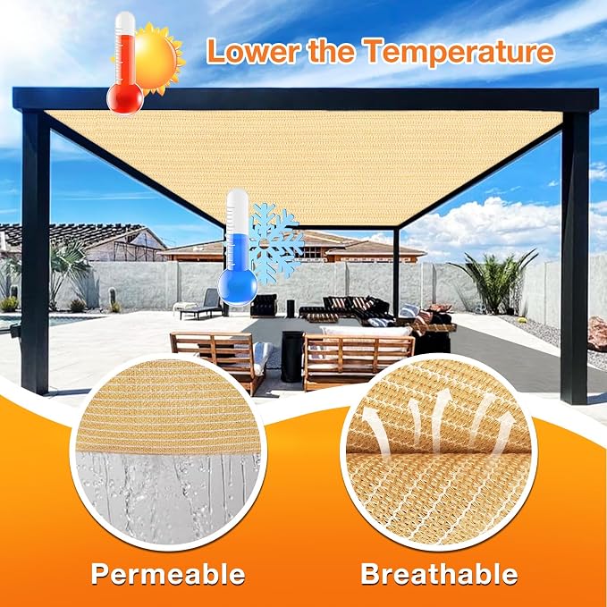 Artpuch Outdoor Pergola Shade Cover 6' X 10' Sun Shade Cloth - Image 4