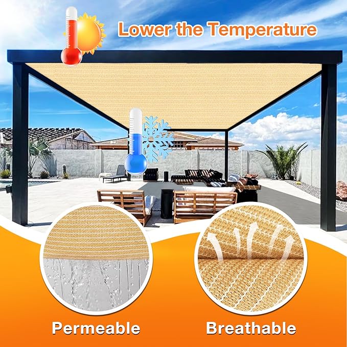 Artpuch Outdoor Pergola Shade Cover 7' X 7' Sun Shade Cloth - Image 4