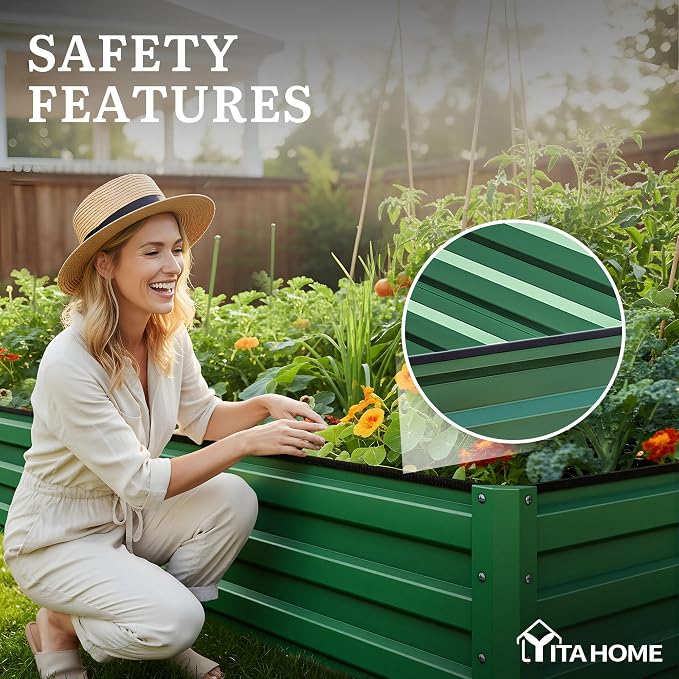 YITAHOME 8x4x1ft 2pcs Large Raised Garden Bed Kit, Galvanized Metal Planter Box - Image 6