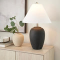 Table Lamp with Black Distressed Ceramic Base, 23-Inch Height