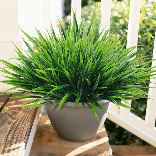 12Pcs Artificial Plants Outdoor Fake Plastic Grass Spring Decoration UV - Image 2
