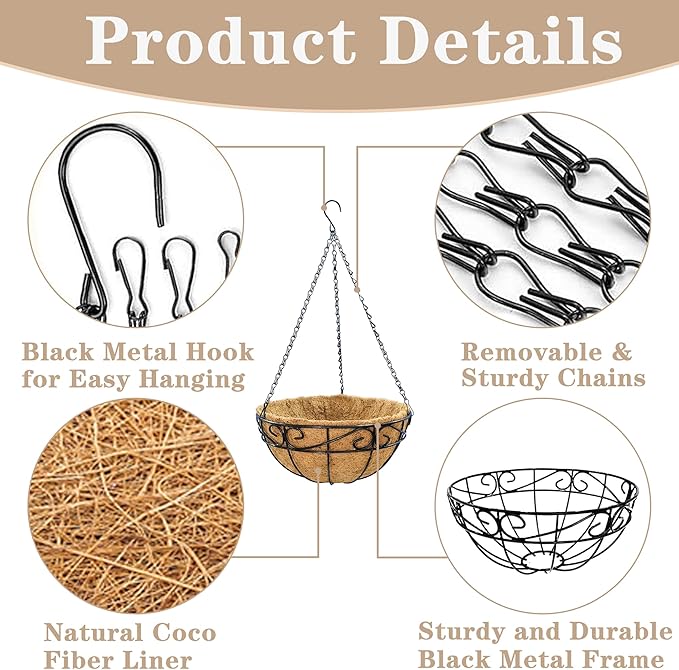 Outdoor Metal Hanging Planters Basket Hanging Baskets - Image 7