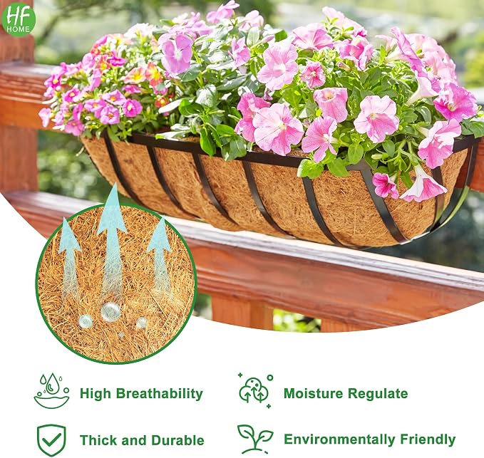 HFHOME 4 Pcs 24" Window Box Deck Railing Planter - Image 4