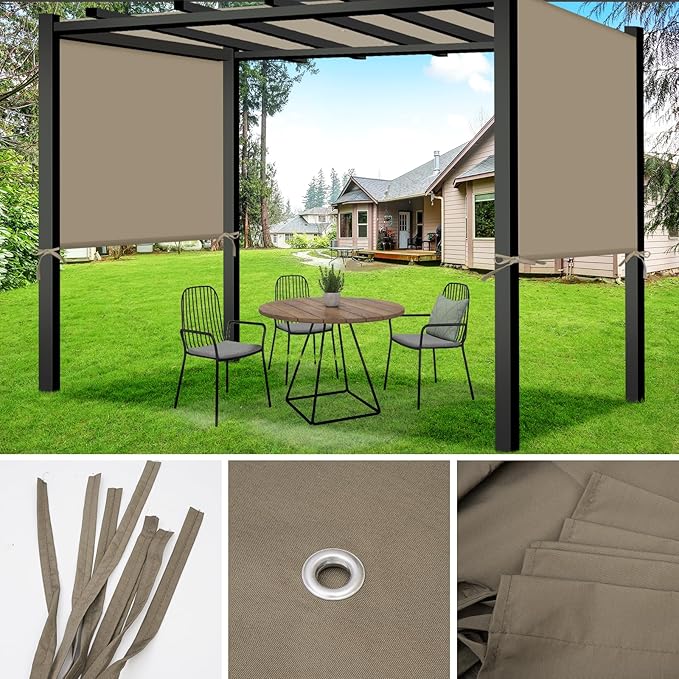 Canopy Replacement Top for Pergolas, 17 x 6.8 ft, Khaki Polyester