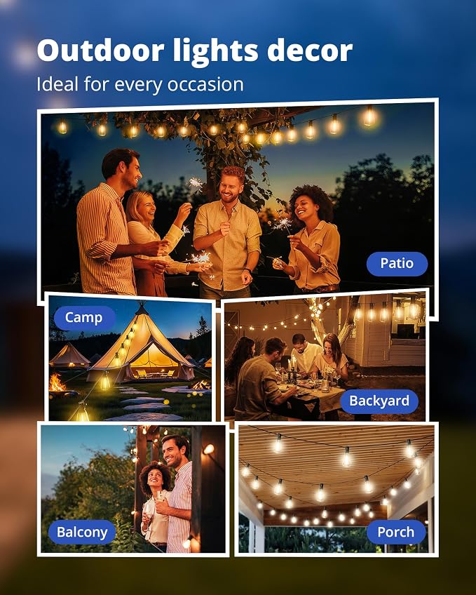 VIPAR LED Outdoor String Lights, 100FT Patio Lights - Image 7