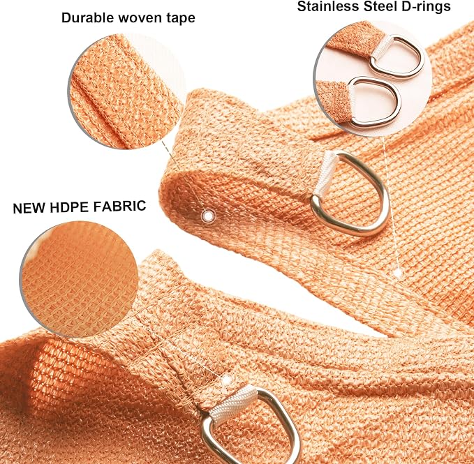 SUNLAX Sun Shade Sail 20' x 20' x 28.3' Peach Fuzz Rectangle Canopy Sail Shade - Image 3