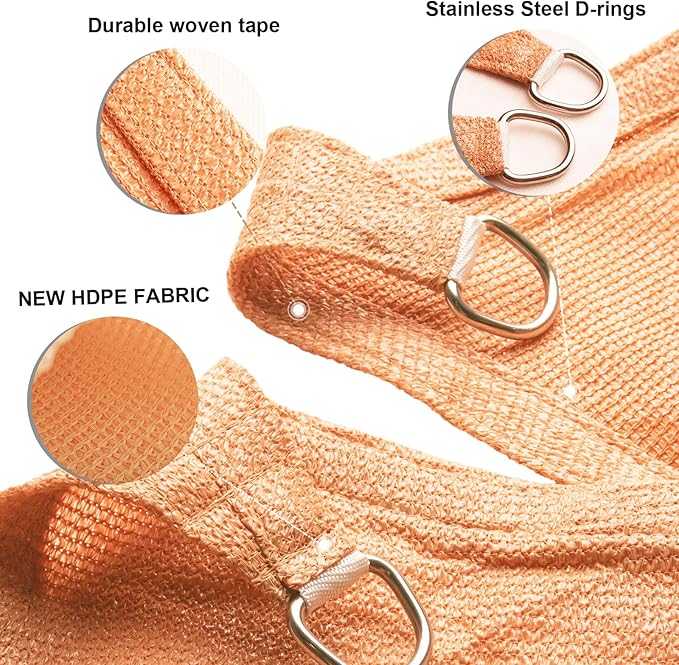 SUNLAX Sun Shade Sail 13' x 17' Peach Fuzz Rectangle Canopy Sail Shade Cover UV - Image 3