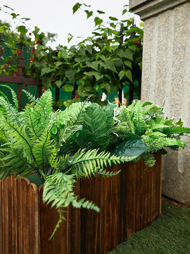 Artificial Greenery Plants Set, 14 Pieces, 11 Varieties, UV-Resistant Outdoor