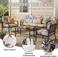 Patio Cushion Covers, 4-Piece Stretch Set in Vintage Flower Print