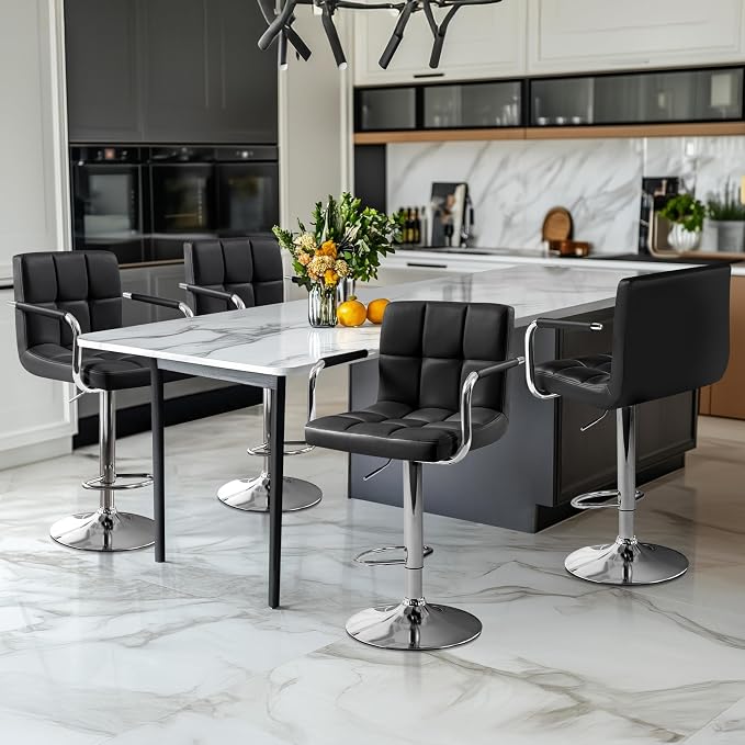 Yaheetech Bart Stools Set of 4, PU Leather Adjustable Barstools - Image 2