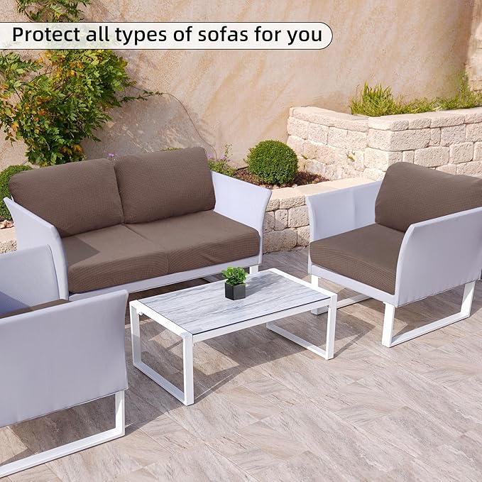 Sofa Covers for Outdoor Cushions, Stretch Fit, Camel