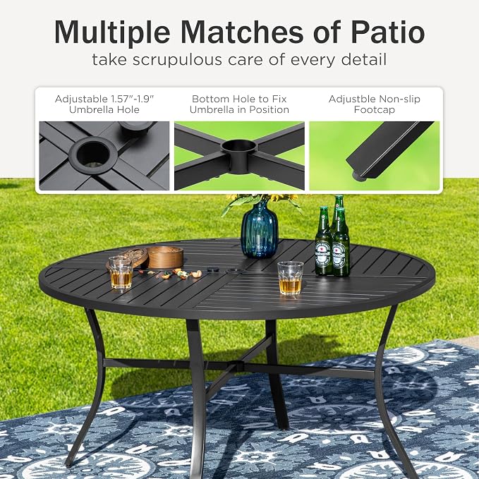 PHI VILLA 5 Pieces Outdoor Patio Dining Set - Image 6