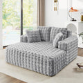 56"W Oversized Chaise Lounge Chair Indoor, Plush Faux Fur Sleeper Couch Sofa Bed by JEEOHEY