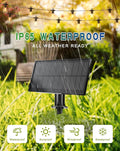 Solar String Lights 50FT Black Outdoor IP65 Edison Bulbs