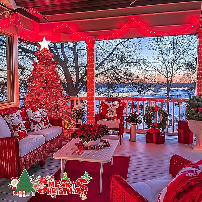 String Lights, 500 Red LEDs, 173 Ft, 8 Modes with Timer