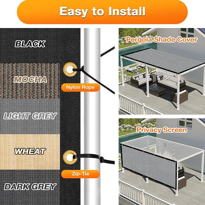 Artpuch Outdoor Pergola Shade Cover 20x20 FT Sun Shade Cloth - Image 5