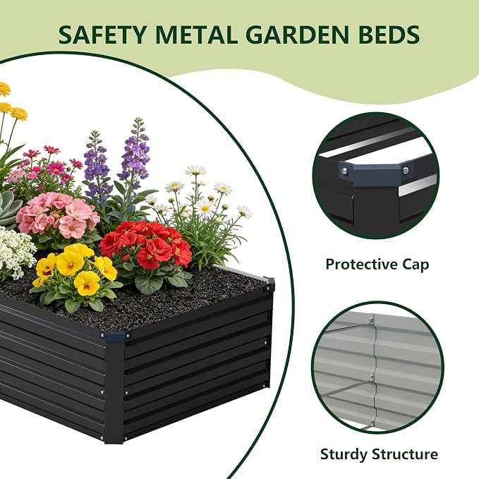 12x4x1 ft Galvanized Raised Garden Bed, Outdoor Planter Box Metal Patio Kit - Image 3