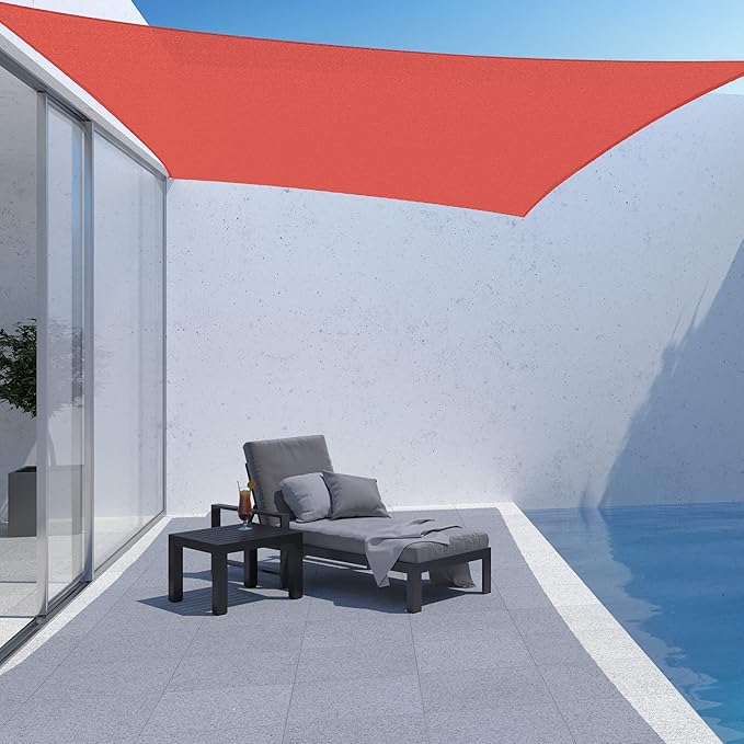 AsterOutdoor Sun Shade Sail Rectangle 6' x 10' UV Block Canopy - Image 5
