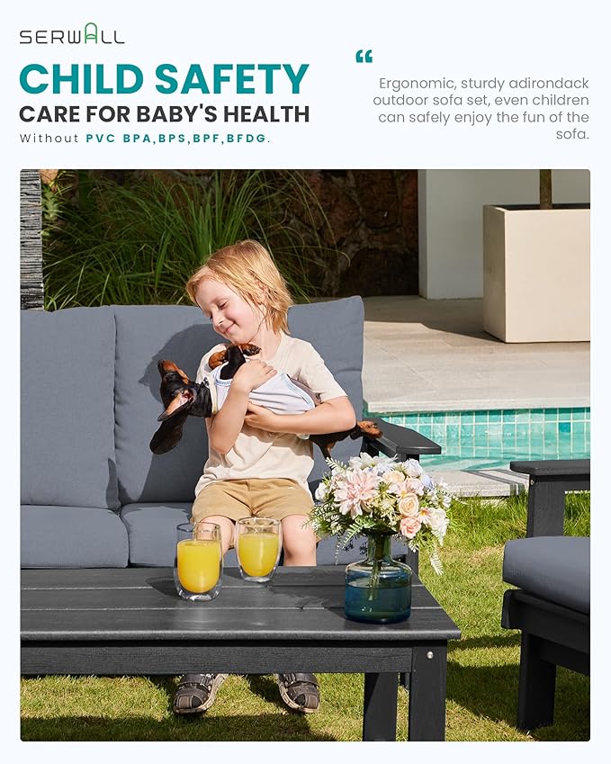 SERWALL HDPE Outdoor Patio Loveseat - Image 6