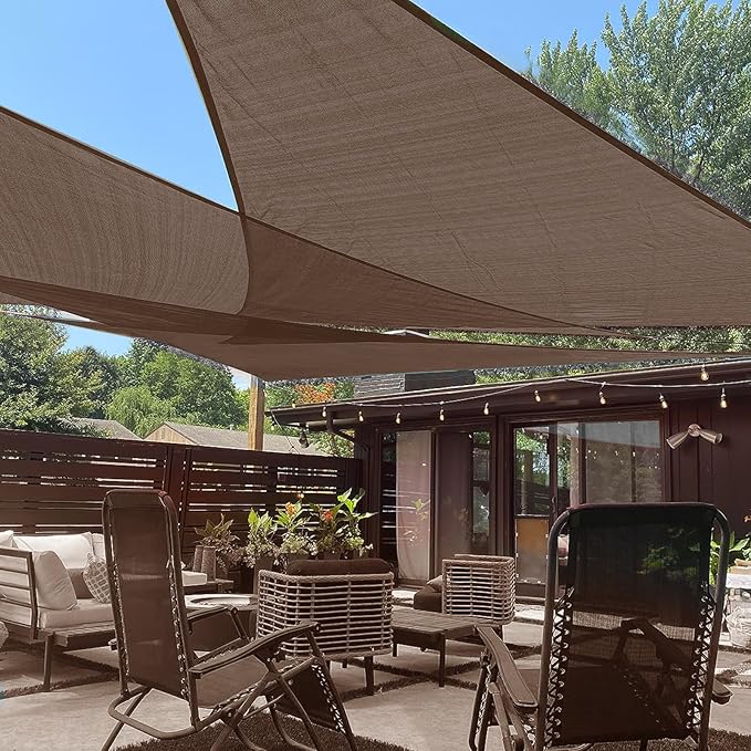 LOVE STORY Custom Size 8'x10'x12.8' Brown Sun Shade Sail Right Triangle by LOVESTORY